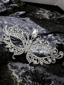 1pc Rhinestone Half Face Mask Women Masquerade Eye Mask Shiny Rhinestone Metal Mask For Party, Prom, Masquerade Ball Bridal Cosplay Events - 銀色 - 查看 5