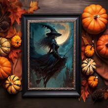 1 件/套复古艺术女巫帆布墙艺术，女巫印刷海报万圣节墙艺术万圣节印刷复古艺术女巫印刷维多利亚装饰恐怖万圣节图片，完美的万圣节礼物，无框架 - 彩色 - 查看 1