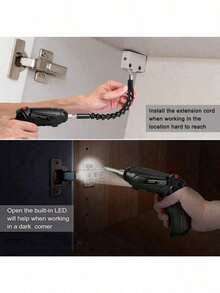 Atornillador inalámbrico, Juego De Destornillador Eléctrico Taladro Inalámbrico Recargable Portátil Atornillador inalámbrico KILIAN ETHAN De 3.6v, Kit De 47 Piezas, Juego De herramientas electricas - Negro - Ver 6