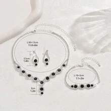 Set de 4 piezas de joyería de lujo de moda para mujer - Collar, aretes, pulsera, anillo