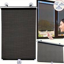 UNUNS Window Sun Shade,Retractable Balcony Blackout Curtain,Home Use Window Sun Block Bathroom Heat Insulation Blackout Roller Blinds - Black - View 4