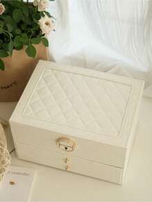 1 pieza Caja de almacenamiento de joyas blanca - Regalo del Día de San Valentín