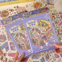 20 张迷你可爱小镇 3D 贴纸 + 20 张场景纸板，微型景观贴纸书手工场景贴纸学校用品，返校 - 彩色 - 查看 2