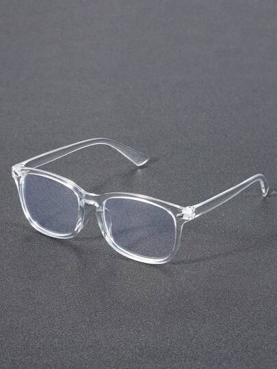 1pc Men Plastic Geometric Transparent Classy Aesthetic Clear Glasses For Street-Photography Office Reading Watch TV Play Games Accessories