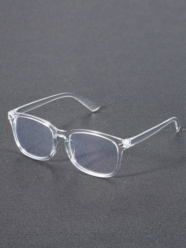 1pc Men Plastic Geometric Transparent Classy Aesthetic Clear Glasses For Street-Photography Office Reading Watch TV Play Games Accessories