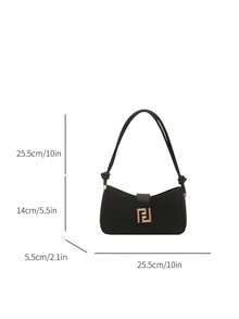 Fashionable Minimalist Solid Color Shoulder Bag, 2025 New Stylish Underarm Bag - Black - View 4