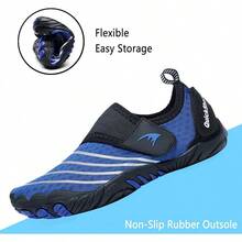 Shoes Barefoot Aqua Socks Outdoor Indoor Quick Dry Sandals Lightweight Slip On Walking Sneakers Beach Pool Swim (Little/Big) - 2-藍色/黑色 - 查看 4