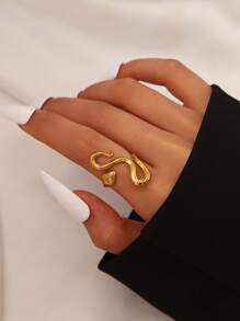 1 Stück Edelstahl minimalistische, übertriebene verstellbare Schlangen-Ring, geeignet für den täglichen Gebrauch von Frauen
