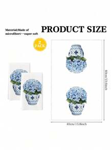 2 Peças Toalhas de Prato Florais Vintage Pote de Gengibre Azul, Panos de Cozinha com Padrão Floral, Toalhas de Mão de Poliéster Super Macias, Tecidas, Laváveis em Máquina, Ideais para Presentes de Feriado e Decoração do Lar.