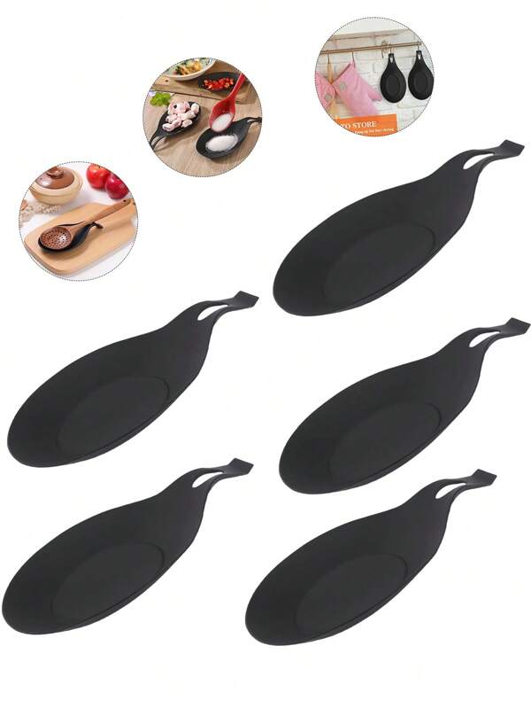 Juego de 3 Soportes grandes y lavables para cucharas, de silicona resistente al calor, multiusos como soporte para utensilios de cocina, plato para condimentos y salsa, apto para el uso doméstico, cucharones, pinzas, espátulas, soporte para cucharas de la estufa, apto para lavavajillas, protege los utensilios de cocina de daños por calor, para uso en el hogar y restaurantes