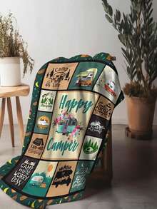 Cozy Soft Flannel Camping Blanket - Hypoallergenic Lightweight All-Season Throw With Camping Rules Design, Pine Trees & Camper Van Graphics - Made In USA, Perfect For RV Travel, Bed Decor, Camping Enthusiasts Gift,Sofa,Bed,Car,Bedroom,Living Room,Office,  Outdoor Camping, Beach,Wall Decoration Ships From USA - Multicolor 2 - View 3