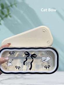 1pc Minimalist Floral Bow Wavy Eyeglass Case, Creative Personalized Glasses Storage Box, Simple Butterfly & Kitty Eyewear Holder For Students