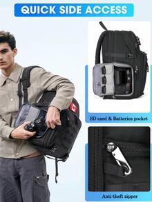 NEWHEY 15.6 Inch Waterproof Professional DSLR/SLR Mirrorless Camera Backpack With Rain Cover, Tripod Attachment, Small Pouch Camera Bag Case For Photographers - Multicolor - View 5
