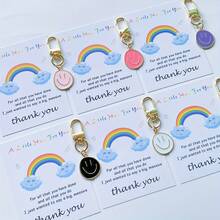 7 brelocuri cu fețe zâmbitoare de desene animate, brelocuri metalice pentru geantă cu expresie de zâmbet multicolor drăguț, cadouri pentru petreceri de sărbători - Multicolor - Vizualizare 4