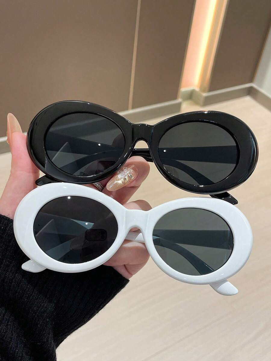 2pcs Classic Round Frame Glasses, Fashion Casual Style For Men & Women, Suitable For Outdoor, Beach, Travel, Driving, Climbing, Y2K Vintage Street Photography, All Season Preppy Style For Back To School Oval Shape - Multicolor - View 1