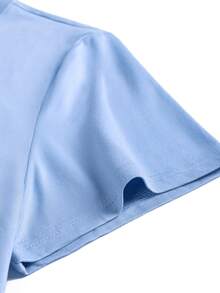 男士休闲标语印花短袖T恤，夏季 - 淺藍色 - 查看 5