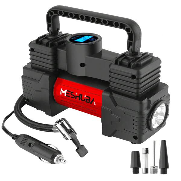Inflador de neumáticos MESHUBA 12V, compresor de aire portátil de 150PSI, bomba de aire para neumáticos de coche con manómetro digital para coche, bicicleta, motocicleta y balón