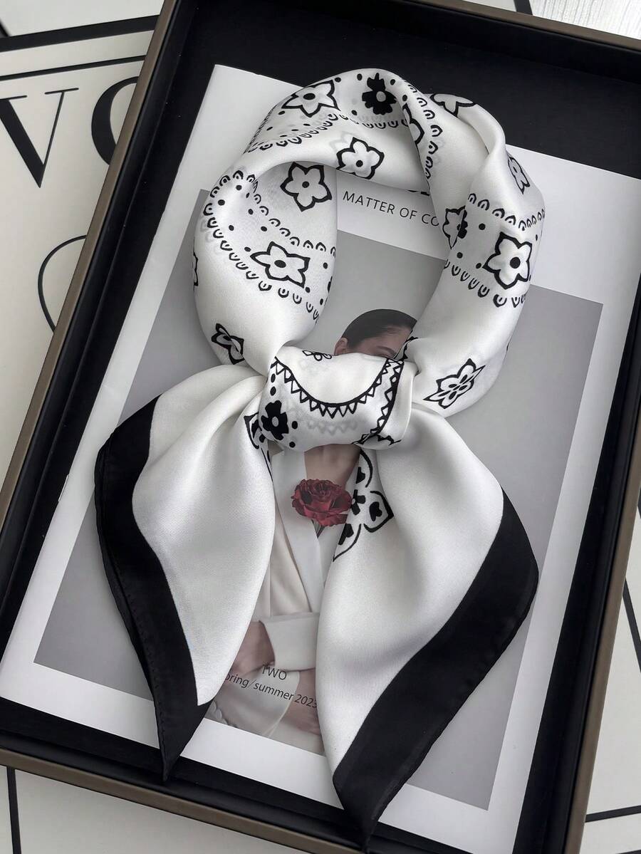 1 pieza Nuevo estilo de moda Pañuelo cuadrado pequeño para mujer, pañuelo decorativo para el cuello, chal profesional, pañuelo para el cuello para vestir