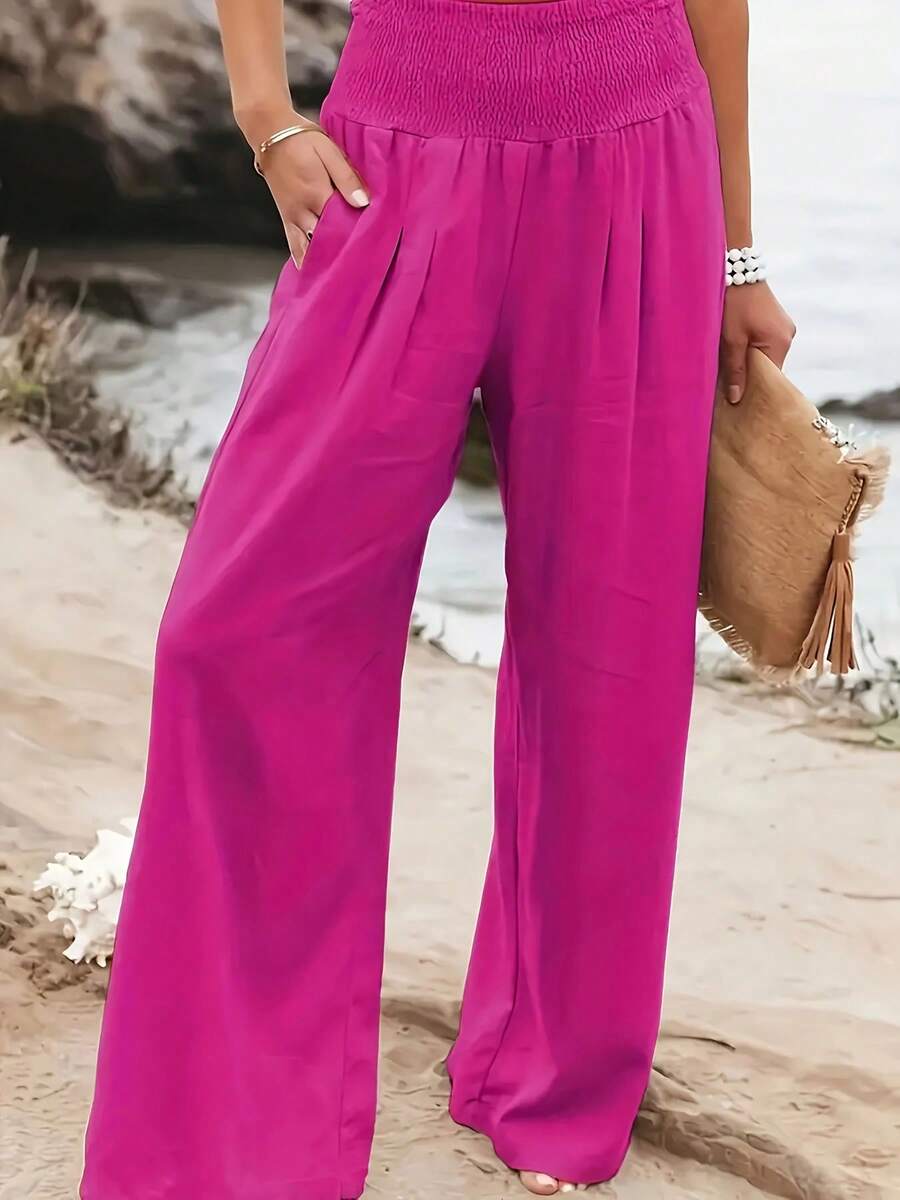 European And American Hot Selling New Autumn Casual Wide Leg High Waist Loose Pants For Women - Hot Pink - View 1
