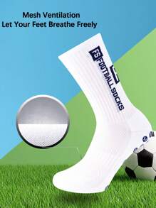 FLSHMCEN 1 paquete de calcetines de fútbol con agarre para hombres y cubrepantorrillas, protectores de pantorrilla antideslizantes para baloncesto, fútbol y deportes