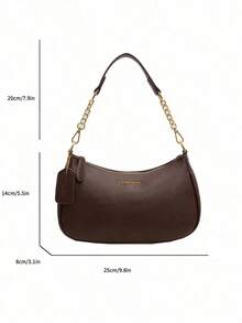 1 PC Brown Lychee-Patterned Portable Commuter Bag, Versatile For Travel Women's Bags,Multifunctional And Large Capacity Fashionable And Casual Large Capacity Portable Zipper Shoulder Bag Underarm Bag,Storage For Travel Cosmetics, Cell Phones, Keys, And Sanitary Napkins,Suitable For Earphones, Chargers, Lipstick, Cosmetics, Perfume, Skin Care And Beauty Products, Student Supplies, Keys, Holiday Gifts - màu nâu - Xem 2