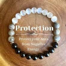1pc Versatile Personalized Random Color Money Protection Confidence Healing Sleep Natural Stone Mix Bracelet, For Women/Men, Family Bracelet, Agate Bead Bracelet, Couples Gift, Romantic Intention, Beaded Bracelet