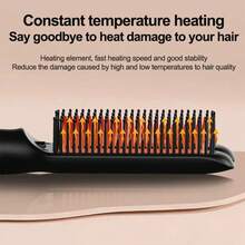 Adjustable Temperature Hair Straightening And Curling Brush, 2-In-1 Straight And Curling Iron - EU C Type Plug(220-240V) - View 9