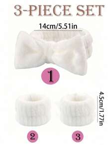 1pc Headband/2pcs Wristbands/3pcs Facial Cleansing Set: Polyester Bath Wristbands, Fluffy Solid Color Headband, Reusable Spa Headband & Wristbands, Fine Fiber Headband, Makeup Headband Wristbands, Elastic Wrist Wrap, Absorbent Sweatband, Face Towel. Suitable For Bathroom, Living Room, Vanity, Travel, Bedroom, Yoga, Workout, Bathing, Makeup, Skincare, Spa, Salon, Birthday, Face Mask, Exercise Face Clean,Facial Brush,Bag,Organizer,Storage