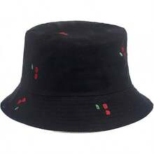 Reversible Bucket Hat For Women, Cute Beach Fisherman Style - Cherry - View 9
