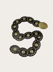1 pièce Ceinture western style boho pour femmes, boucle vintage bronze ajourée à motif floral ovale, chaîne de taille, accessoire pour robe, convient pour fête, plage, festival de musique d'été, école
