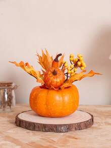 1 件 6.3 英寸（高）仿真枫叶南瓜雕像秋季家居客厅卧室浴室感恩节秋收节派对餐桌装饰，秋季装饰，秋季，假植物