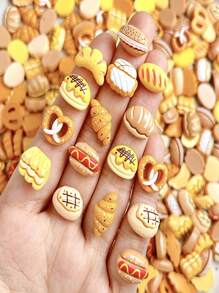 30/50 Peças Acessórios de Unhas da Série Pão para Brincar com Comida, Encantos de Unhas Fofos de Arte de Unhas Resina Doce Design de Donuts, Decoração de Unhas DIY Suprimentos de Artesanato de Arte de Unhas Fofas
