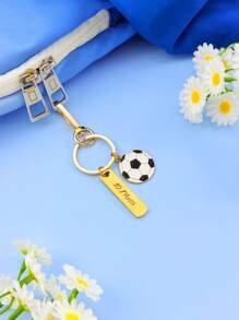 1 pièce Porte-clés personnalisé en acier inoxydable, personnalisable avec votre nom, numéros et noms de maillots préférés, faisant des souvenirs sportifs pour les fans de sports. Pendentifs de volleyball/baseball/badminton/basket-ball/football, colorés, amusants, intéressants