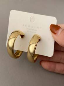 2 pares de pendientes de aro en forma de C minimalistas y geométricos de acero inoxidable, pendientes versátiles para mujeres
