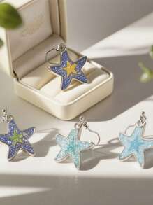 1 par de brincos pendentes de resina com design personalizado de estrela do mar para mulheres, perfeitos para cerimônias de formatura, ocasiões especiais, presente para casais