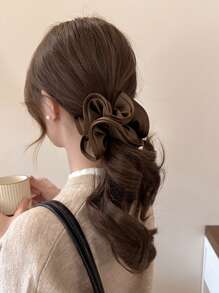 1pc Women's 15cm/5.91in Extra Large Silky Satin Black/Brown/Khaki Hair Scrunchie, Fashion Versatile High-End Elegant Simple Solid Color Hair Tie, Suitable For Daily Casual, Commute, Vacation, Ponytail, Bun, Washing Face, Makeup, Outfit Accessory, Hair Accessories, Hair Ties, Scrunchy Hair Ties, Sport, Home Beauty Women Accessory Gifts ,Head Piece