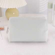1pc Women's Minimalist Makeup Tool Cosmetic Bag, Travel Toiletry Pouch Essential For Back To School - Grey - View 7