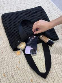 Summer Vacation Beach Bag, Large Capacity Shoulder Bag, Elegant Ladies' Fashion Shoulder Bag, Crochet Travel Bag, Travel Essential, Mother's Day Gift, Bridesmaid Gift Bag, College Student Lunch Bag, Business Women , Beach Bag - Beige - View 10