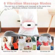 Period Cramp Massager Portable Cordless Heating Pad With 6 Heat Levels And 6 Massage Modes Back Pain Relief Menstrual Heating Pad (Black) - White - View 2
