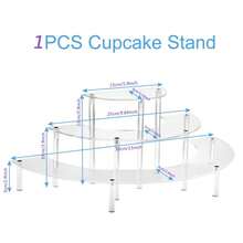 三层纸杯蛋糕架，2个透明香水收纳盒，半圆形甜品桌展示套装，适用于小雕像，半月形展示架，适用于玩具收纳袋，派对，婚礼