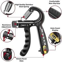 Set de 2 entrenadores de agarre de fuerza FLYFE de plástico, con 50-500 libras de resistencia ajustable, fortalecedor de antebrazo y apretador de mano para construcción muscular y recuperación de lesiones - Negro - Ver 5