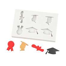 1 pieza de molde de silicona en forma de birrete de graduación para manualidades de arcilla, yeso y resina - Gris - Ver 3