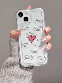 1 Stück Buchstaben- & Herz-Design TPU transparente stoßfeste Handyhülle, geeignet als Urlaubsgeschenk für XS/XS Max/XR/11 12 13 14 15 16 Pro/Pro Max/14 15 16 Plus, kompatibel mit
