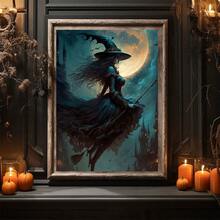 1 件/套复古艺术女巫帆布墙艺术，女巫印刷海报万圣节墙艺术万圣节印刷复古艺术女巫印刷维多利亚装饰恐怖万圣节图片，完美的万圣节礼物，无框架 - 彩色 - 查看 3