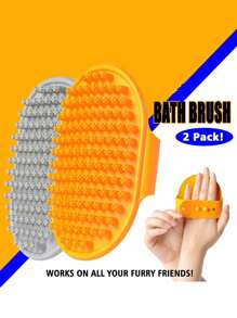 2 pièces/set Brosse de toilettage pour animaux de compagnie, brosse de shampooing pour animaux de compagnie avec poignée à boucle réglable, convient aux chiens et chats à poils courts et longs, massage doux