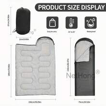 NetHong Single Sleeping Bag Waterproof Outdoor Camping Hiking Envelope Zip Bags 3 Season - Black - View 12