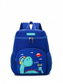 1pc Super Cute Dragon Cartoon Printed Children's Backpack, Padded Shoulder Straps Design, Suitable For School And Daily Use