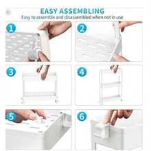 SPACEKEEPER Slim Rolling Storage Cart, 3 Tier Bathroom Storage Organizer Laundry Room Utility Cart Mobile Shelving Unit, Multi-Purpose For Kitchen Office Bathroom Laundry Narrow Places - 白色 - 查看 9