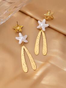1 Pair Stylish Minimalist Geometric Starfish Drop Earrings, Elegant Fashion Daily Accessories, Ideal Gift For Women