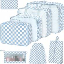7-teiliges Polyester Reise-Aufbewahrungstascheset, minimalistischer Slogan-Grafik Gepäckpackorganisator für Reisezubehör, Herbstdekor für Zuhause, Reiseaufbewahrungstasche, Makeup-Tasche, Kosmetiktasche, Reise-Organizer, Makeup-Organizer mit großem Fassungsvermögen, Makeup-Koffer, für Lippenstifte, Pinsel, Hautpflege, Handy, Münzen, Kleinteile, für Zuhause, Geschenke, Urlaub und Feste wie Halloween, Weihnachten, multifunktional, Boho-Vibes